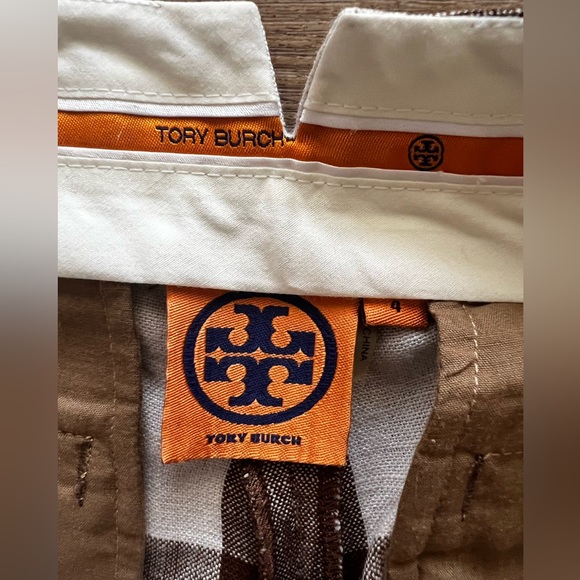 Tory Burch Size 4 brown/white checkered Pants - Picture 3 of 3